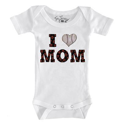 Infant Tiny Turnip White Baltimore Orioles Heart Mom Bodysuit