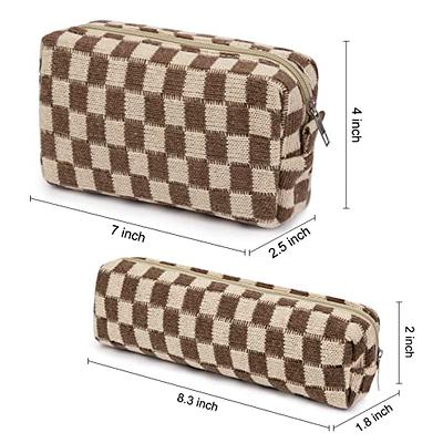  LYDZTION 2 Pieces Makeup Bag Checkered Cosmetic Bag