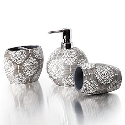 Silver Bathroom Accessory Sets 4 Piece Ceramic Gift Set Apartment  Necessities,Includes Soap Dispenser, Toothbrush Holder, Toothbrush Cup,  Soap Dish for Decorative Countertop and Housewarming Gift. - Yahoo Shopping