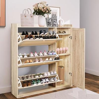 Tribesigns Shoe Cabinet Storage Entryway: Slim 6-Tier Shoe Organizer  Cabinet with Adjustable Shelves, Freestanding Wood Shoe Rack with Doors for