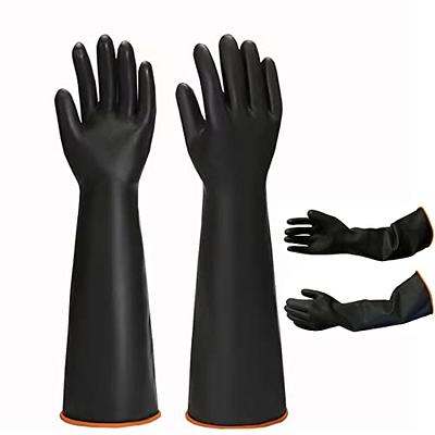 Black Waterproof Gloves for Cleaning, Plumbing, House or Garden Work,  Chemical Latex Gloves Work for Acid, Alkali Industry