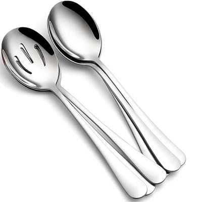 Spoon for Serving - Pack of 3 - Long Metal Spoons - Stainless Buffet  Tablespoon