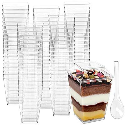 Qeirudu 50 Pack 3 oz Square Mini Dessert Cups with Lids and Spoons, Plastic  Parfait Cups Dessert Shooter Cups for Individual Appetizers Mousse Trifle  Pudding - Yahoo Shopping