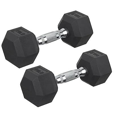 Dumbbells Hand Weights Set of 2 - Rubber Hex Chrome Handle Exercise &  Fitness Dumbbell for Home Gym Equipment Workouts Strength Training Free  Weights