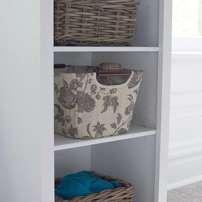 6.0 Gal. Large Fabric Storage Bins Soft Poly Linen with Sturdy Sides  Attached Handle and Fully Removable Lid (2-Pack)