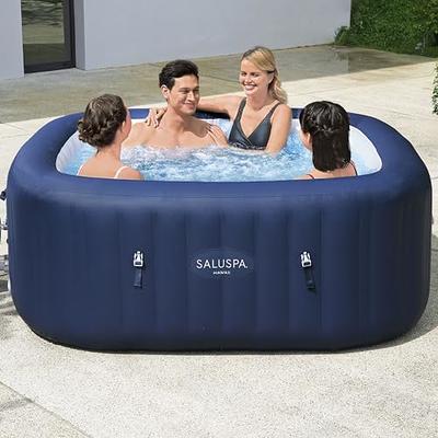 Coleman SaluSpa 6 Person Round Portable Inflatable Outdoor Hot Tub Spa with  140 Air Jets, Cover, and Pump, Green