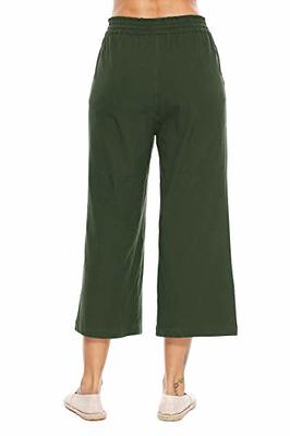  Womens Linen Pants with Pockets Drawstring Elastic