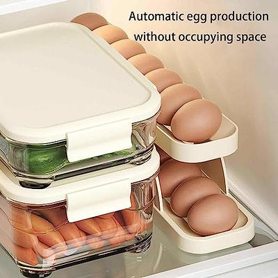 Auto Rolling Egg Holder Storage Box for Refrigerator Egg Tray Fridge  Organizer