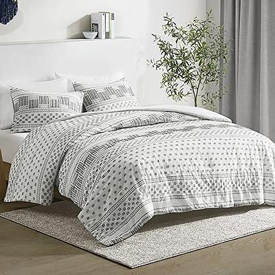 Maple&Stone Queen Duvet Cover Set, 3 Pieces Textured Tufted Boho Bedding  Sets Zipper Closure Design with Ties, 1 Duvet Cover + 2 Pillow Shams