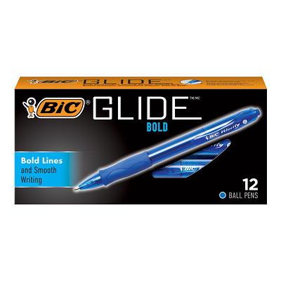 BIC Glide Bold Black Ballpoint Pens, Bold Point (1.6mm), 12-Count Pack,  Retractable Ballpoint Pens With Comfortable Full Grip (VLGB11-BLK) - Yahoo  Shopping