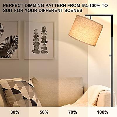 Outon Floor Lamps for Living Room with Remote Control, 4 Color Temperatures Pole Lamps with Linen Shade for Bedroom, Office, Black