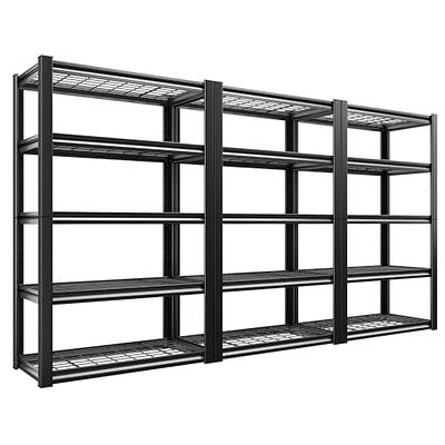 REIBII 60 Metal Shelving Units 1400 Lbs Heavy Duty Adjustable Utility  Shelves, 60H x 28W x 12D, Black