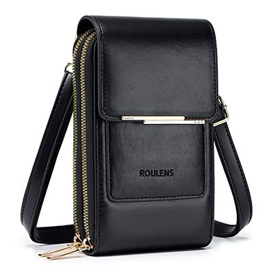 Roulens Triple Zip Small Crossbody Bag for women,Wide Strap Cell Phone Purse  Shoulder Handbag Wallet with Credit Card Slots: Handbags