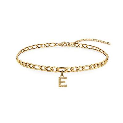 Classic Minimalist Initial Bracelet for Women Girls,18k Gold Plated Link Chain Bracelet Dainty Cubic Zircon Letter Initial Bracelet Jewelry Gift for