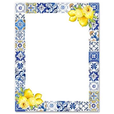 JW Letter Writing A4 Pad Stationery Paper Lined Gift Notepad Writing Sheets (Blue Flowers)