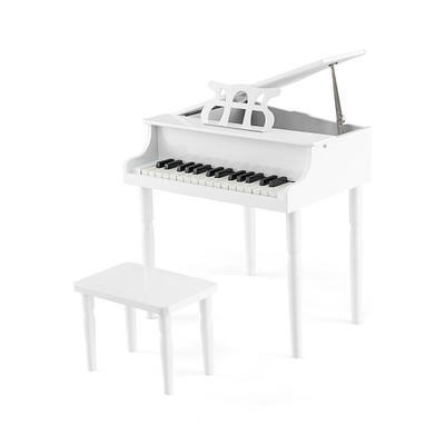 30-Key Wood Toy Kids Grand Piano with Bench and Music Rack - Costway