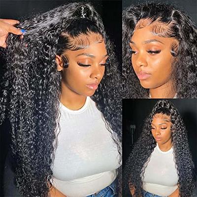 Curly HD Lace Front Wigs Human Hair 180 Density HD Transparent Deep Wave  Lace Frontal Wigs Human Hair Pre Plucked Glueless 13X4 Deep Curly Human  Hair