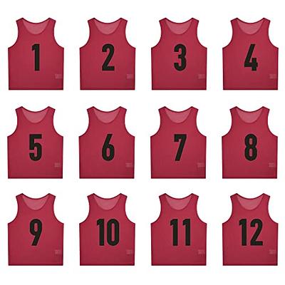 24 Pcs Pennies for Sports Mesh Football Practice Jersey for Kids Youth Teen Adult Reversible Numbered Football Soccer Jersey