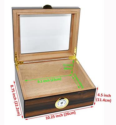 Humidor Glass Top Handcrafted Cedar With Front Digital Hygrometer