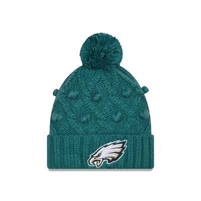 New Era Youth New Era Cream/Green Philadelphia Eagles 2022 Sideline Sport  Cuffed Pom Knit Hat