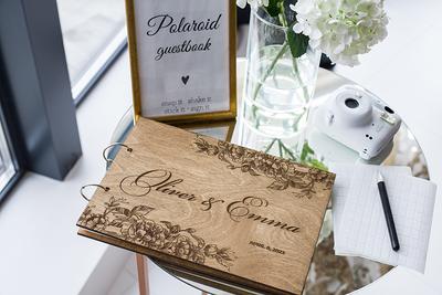 Polaroid Guest Book Wedding Bridal Baby Shower Photo Album Custom Wooden -  Yahoo Shopping
