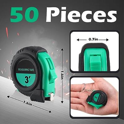 50 Pieces Mini Measuring Tape 3 FT Retractable Key Chain Tape