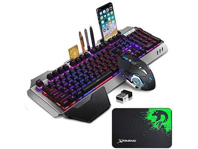 Wireless Gaming Keyboard and Mouse Combo with 87 Key Rainbow LED Backlight  Rechargeable 3800mAh Battery Mechanical Feel Anti-ghosting Ergonomic