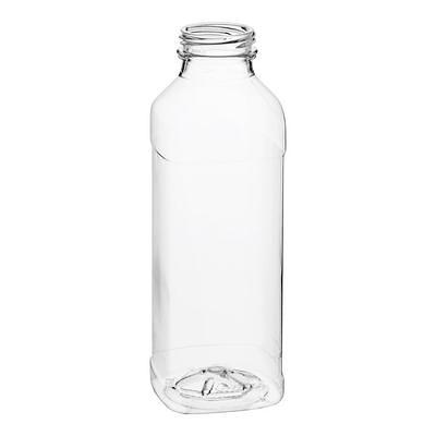 16 oz. Square Carafe PET Clear Juice Bottle - 160/Bag