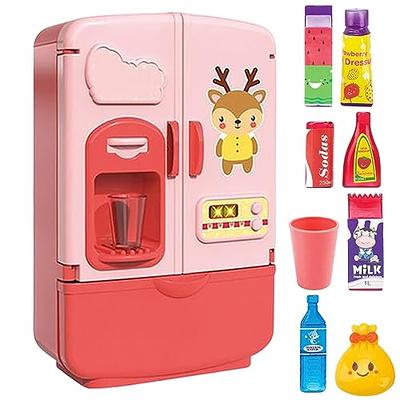 Mini Dollhouse Fridge Miniature Dollhouse Refrigerator Mini Fridge Toy with  Food Mini Toy Refrigerator with Ice Cubes Kids Play Kitchen Furniture Toy