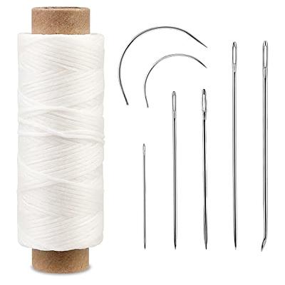 55Yards Waxed Thread with 7 Pcs Leather Needles for Hand Sewing 150D Flat  Sewing Waxed Thread