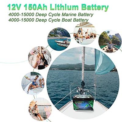 12V LiFePO4 Lithium Battery 100Ah,4000-15000 Deep Cycle Marine Battery,12V  100Ah Lithium Batteries for Trolling Motor,Boat,Golf Cart,RV,Solar,Built in