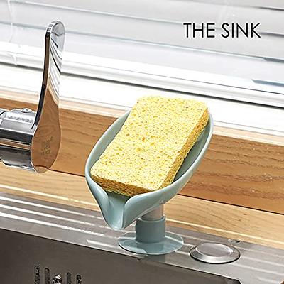 Self-Drain Box Soap Dish Leaf Shape Soap Suction Cup Bathroom Soap Sponge  Holder