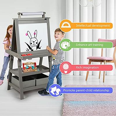 Meeden Easel For Kids, Double-Sided All-In-One Wooden Art Easel, Kids Art  Easel Set With Paper Rolls, Magnetic Easel With Whiteboard & Chalkboard,  Finger Paints, Accessories Easel For Toddlers