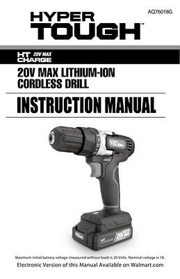 Hyper Tough 20V Max Lithium Ion Cordless Drill Variable Speed