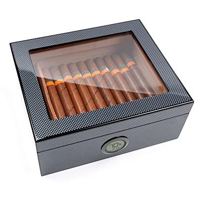 Cigar Humidor, Jansfuren Glass Top Cedar Cigar Box with Front Digital  Hygrometer, Humidifier Gel & Divider, Desktop Humidor Case Hold 25-50 Cigars  - Yahoo Shopping