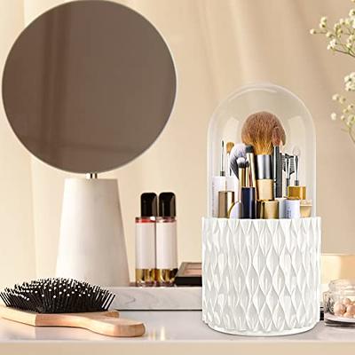 Fodayuse 360 Rotating Makeup Organizer with Dustproof & Waterproof Clear  Lid, Make Up Organizers and Storage, Makeup Brush Holder with 5 Grids for  Vanity and Bathroom (White, Water-Ripple) - Yahoo Shopping