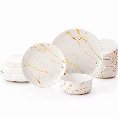 MALACASA Dinnerware Set 26-Pcs Contemporary White Porcelain