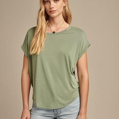 Lucky Brand Short Sleeve Sandwash Dolman Tee - Women's Clothing Tops Shirts  Tee Graphic T Shirts in Loden Green, Size XL - Yahoo Shopping