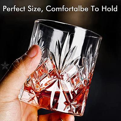 Whiskey Glasses Set of 6, 10oz Old Fashioned Crystal Bourbon Glass Rocks  Glass Cocktail Tumbler Glasses Set