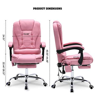 EDWELL Adjustable Reclining Ergonomic Faux Leather Swiveling PC & Racing  Game Chair with Footrest in Pink
