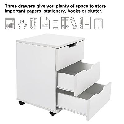 URTR Black 3-Drawer Mobile File Cabinet, Under Desk Metal Rolling