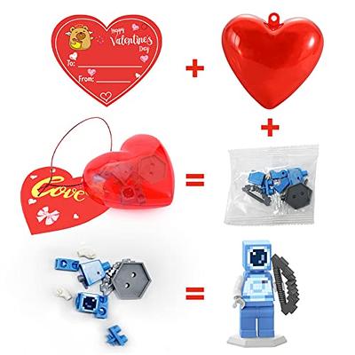 24 Packs Valentines Day Gifts for Kids Classroom-Dinosaur Building Blocks  with V