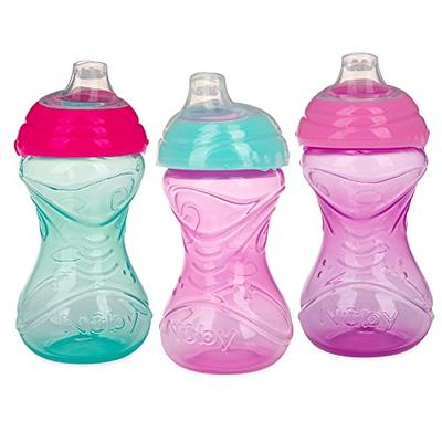 Nuby 3pk Clik-It Flexi-Straw Cup - Aqua/Grey/Blue - 10oz