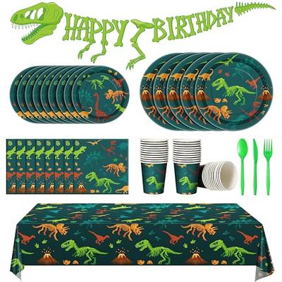 Dinosaur Birthday Party Supplies Kit For Boys, Dinosaur Party  Decorations-20 Guest-Include Dino Plates Cups Napkins Banner Cutlery  Balloon Tablecloth