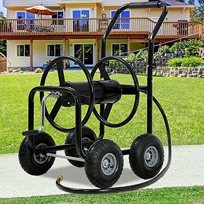 Heavy-Duty Garden Hose Reel Cart w/ Basket