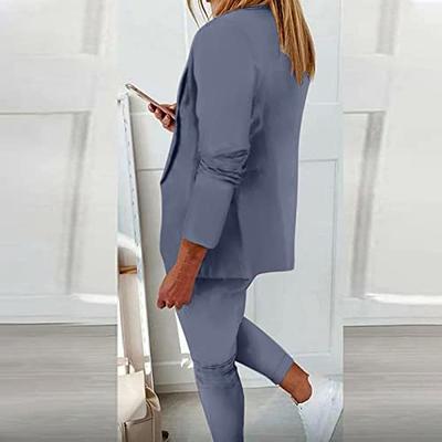 Women's Blazer Set 2 Piece Office Business Casual Outfits Open Front Pant  Suits