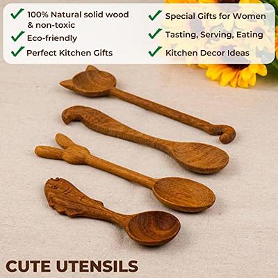 JABIHOME Wooden Salad Serving Utensils Set, Wooden Salad Servers, Handmade  Cooking Gifts for Mom, Funny White Elephant Gifts, Hostess Gifts for Women