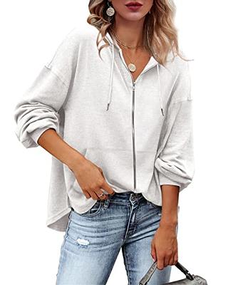 Floerns Women's Casual Long Sleeve Zip Up Cropped Hoodie Sweatshirts