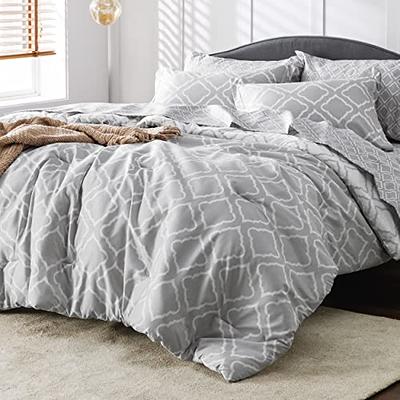 Bedsure Dark Grey Queen Comforter Set - 7 Pieces Pintuck Bed in A Bag, with  Comforters, Sheets, Pillowcases & Shams