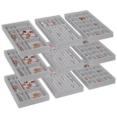 Siveit Earring Organizer Tray Velvet Earring Display Organizer Storage Box  Premium 110 Slot 55 Pair Earring Display Organizer with Transparent Glass